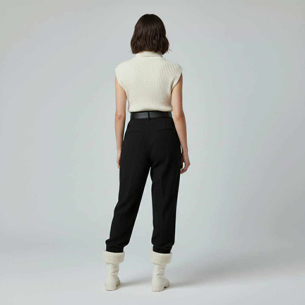 Ribbed Sleeveless Turtleneck Sweater Vest