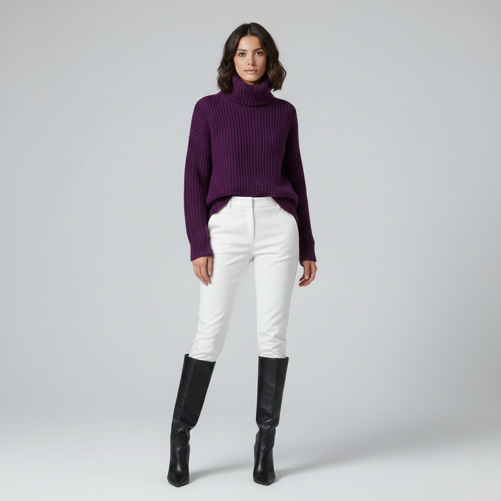 Ribbed Chunky Turtleneck Sweater