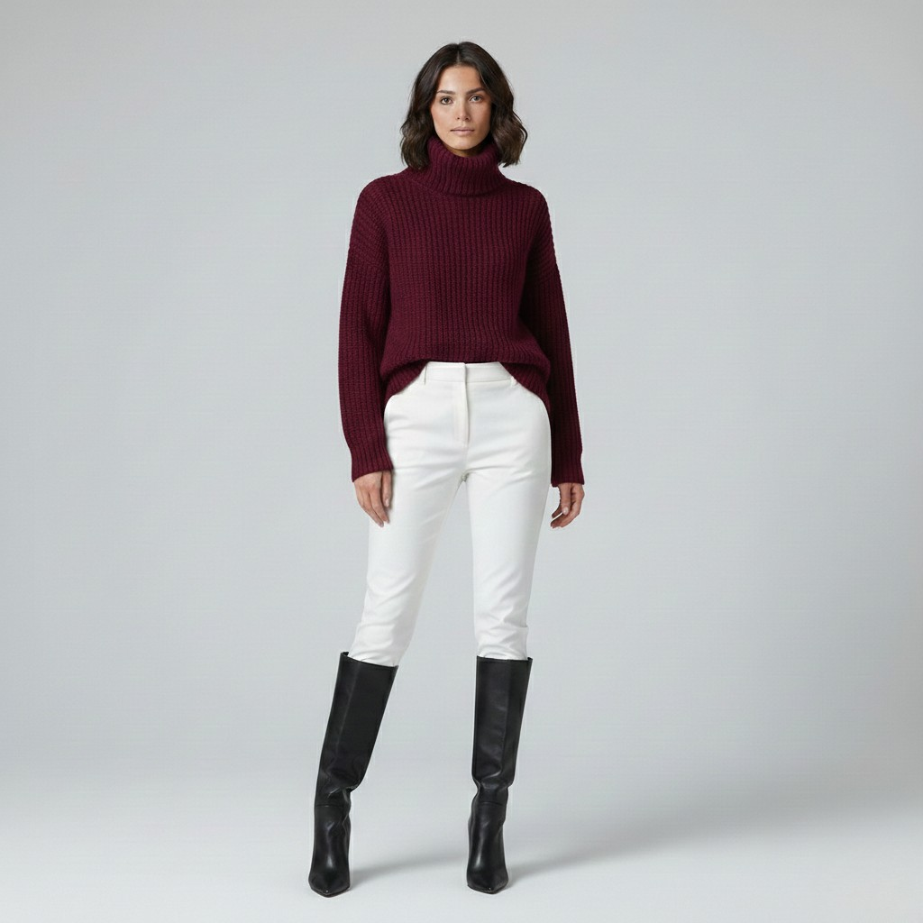 Ribbed Chunky Turtleneck Sweater