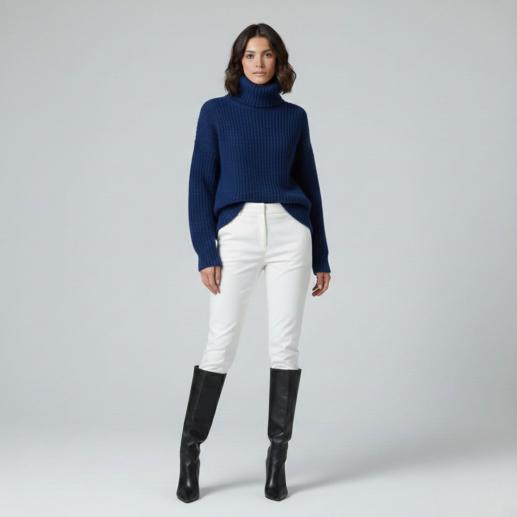 Ribbed Chunky Turtleneck Sweater