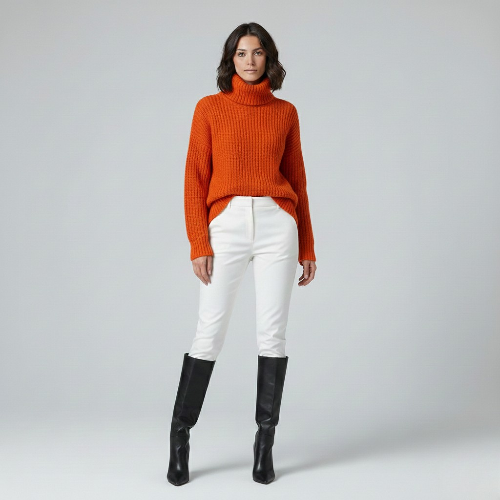 Ribbed Chunky Turtleneck Sweater