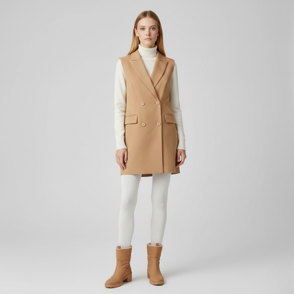 Tailored Sleeveless Double-Breasted Vest