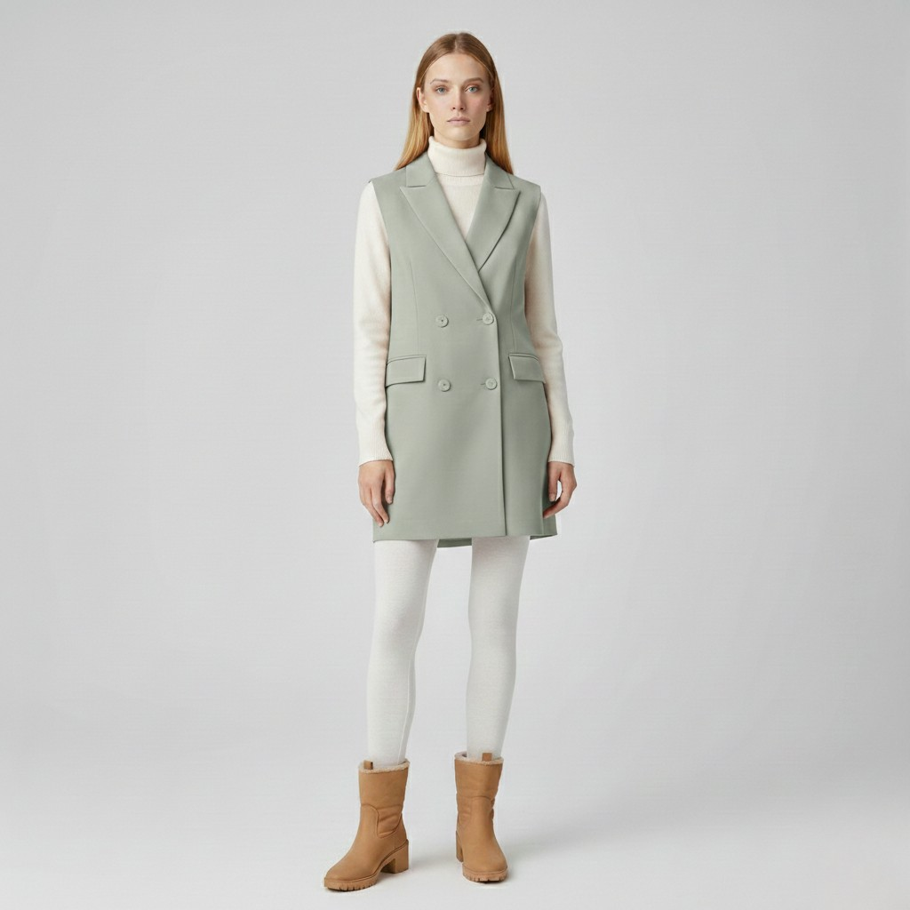Tailored Sleeveless Double-Breasted Vest