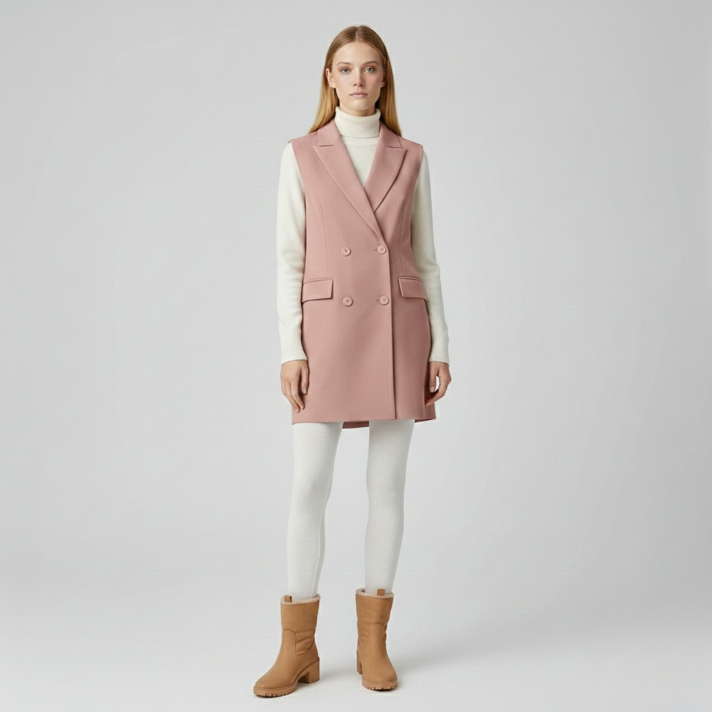 Tailored Sleeveless Double-Breasted Vest