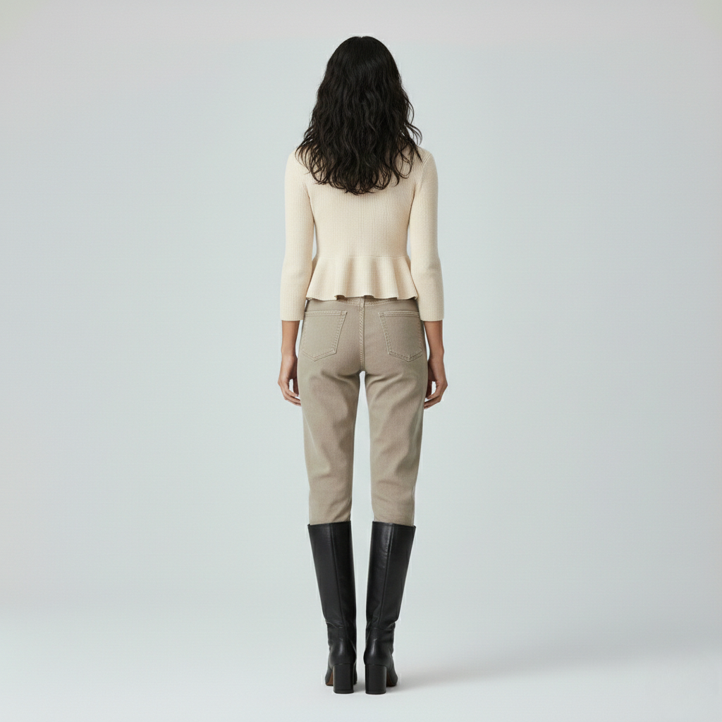 Ribbed Peplum Knit Sweater