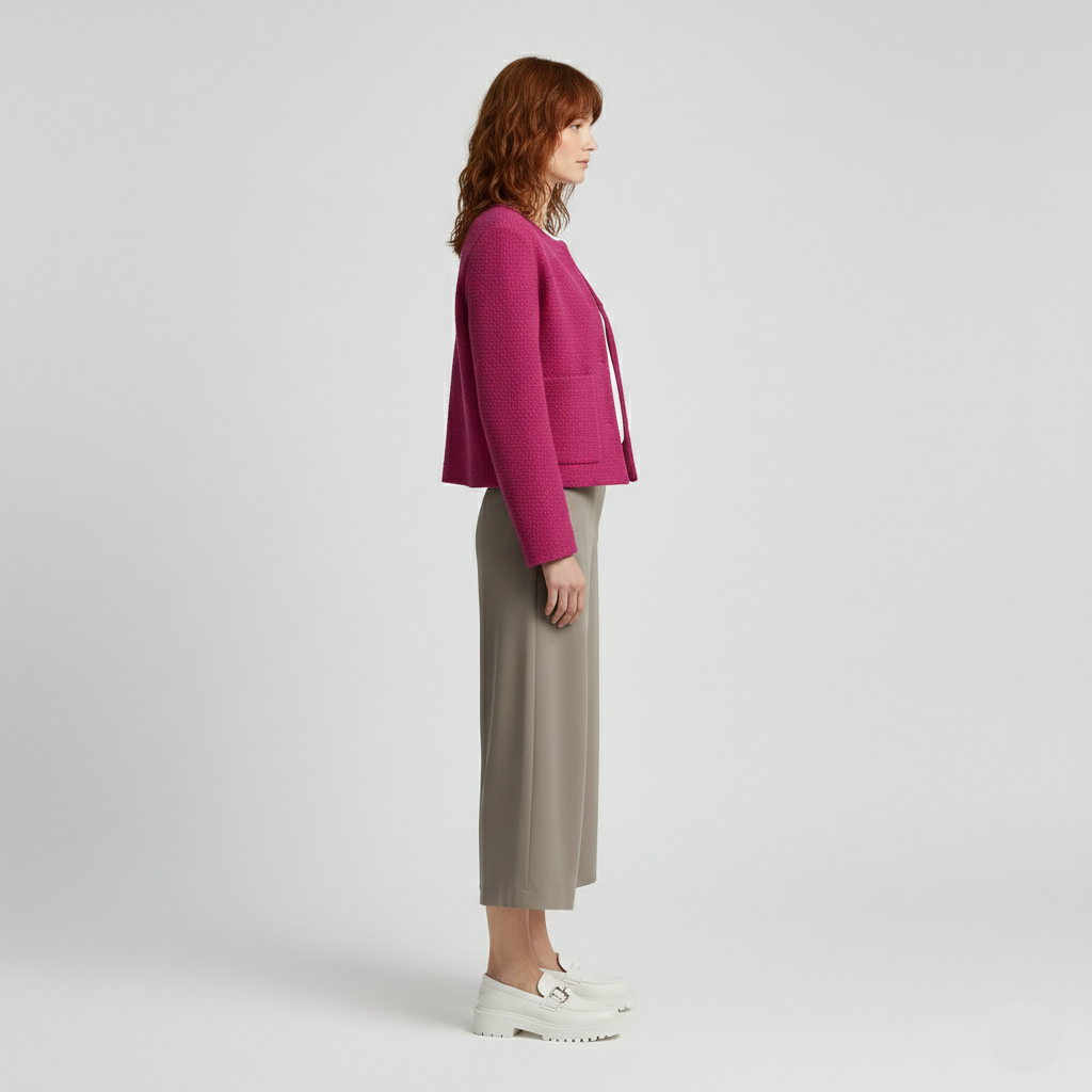 Textured Button-Front Cropped Jacket