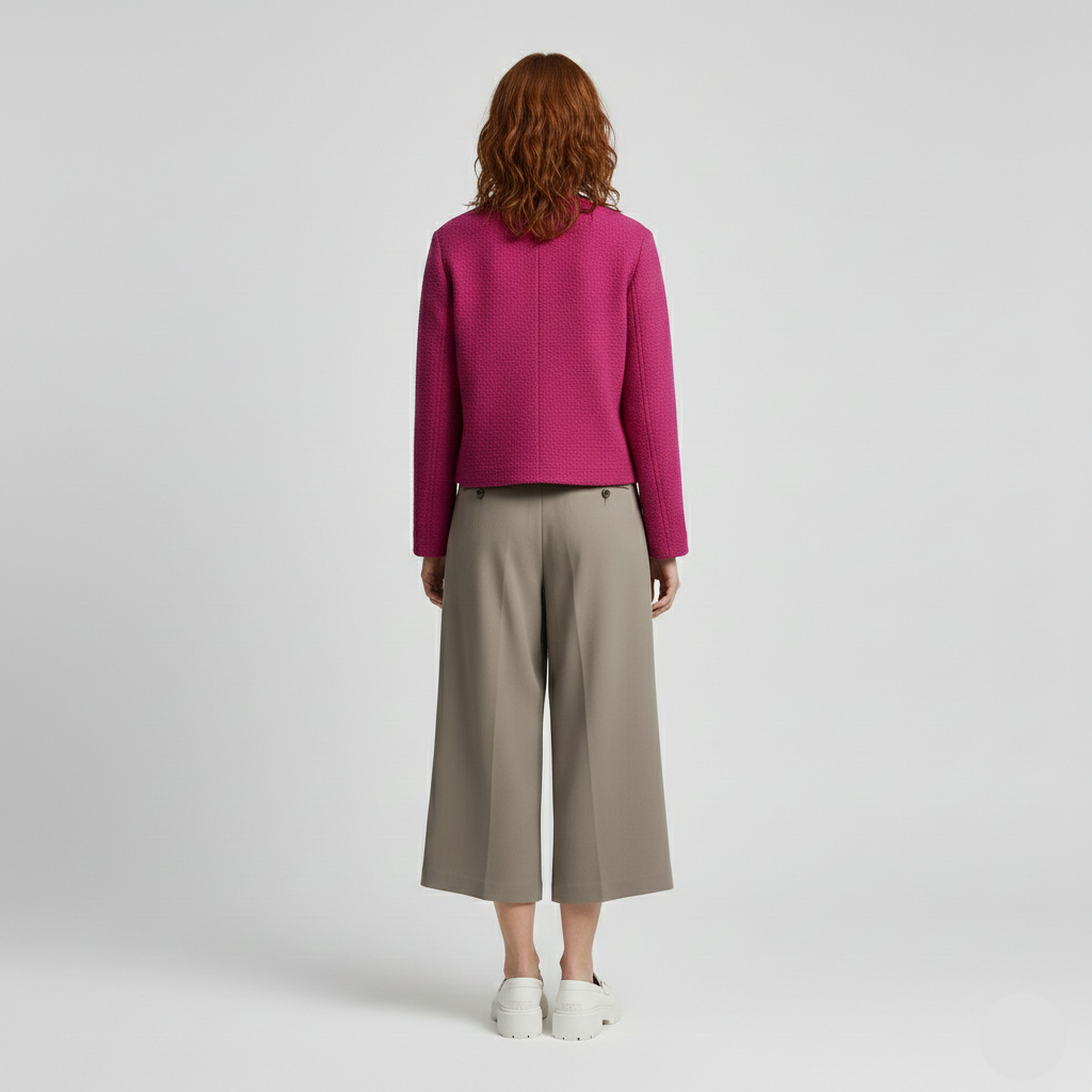 Textured Button-Front Cropped Jacket