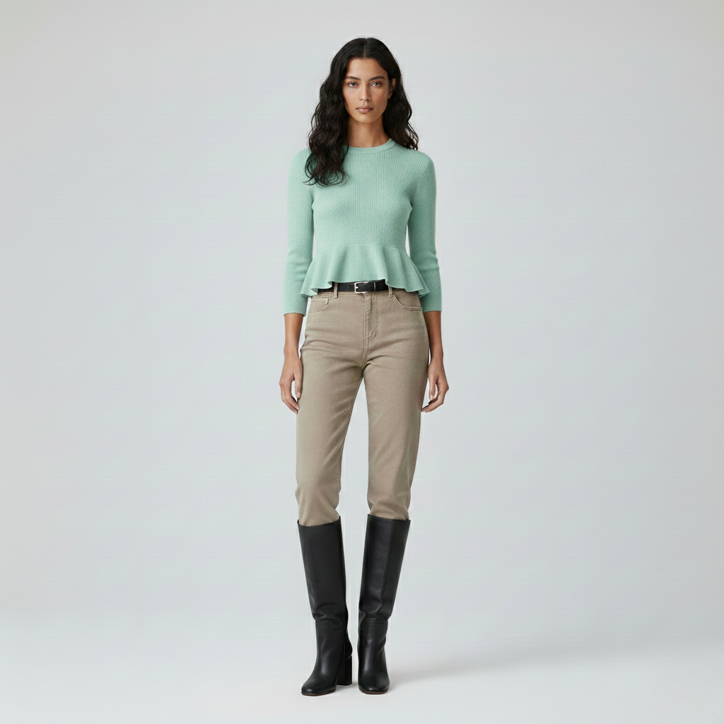 Ribbed Peplum Knit Sweater