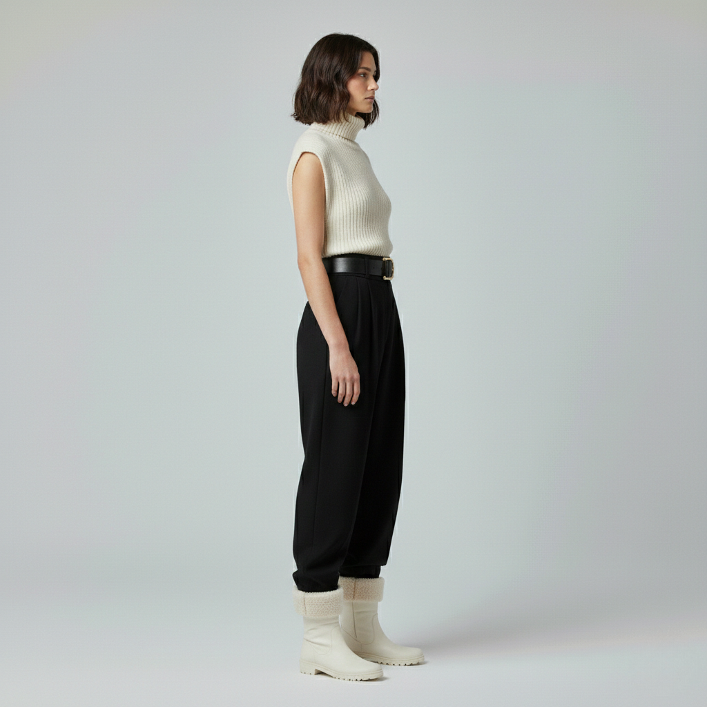 Ribbed Sleeveless Turtleneck Sweater Vest