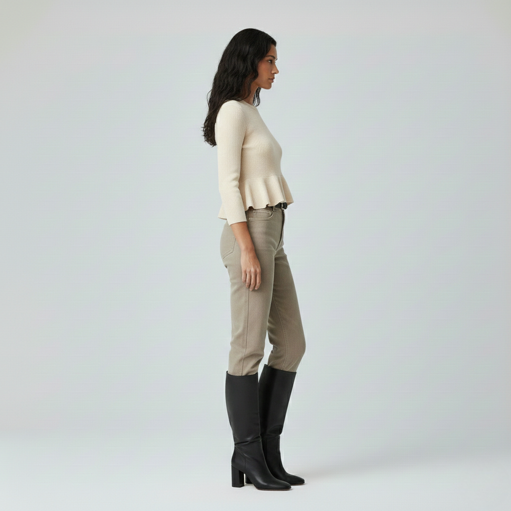Ribbed Peplum Knit Sweater
