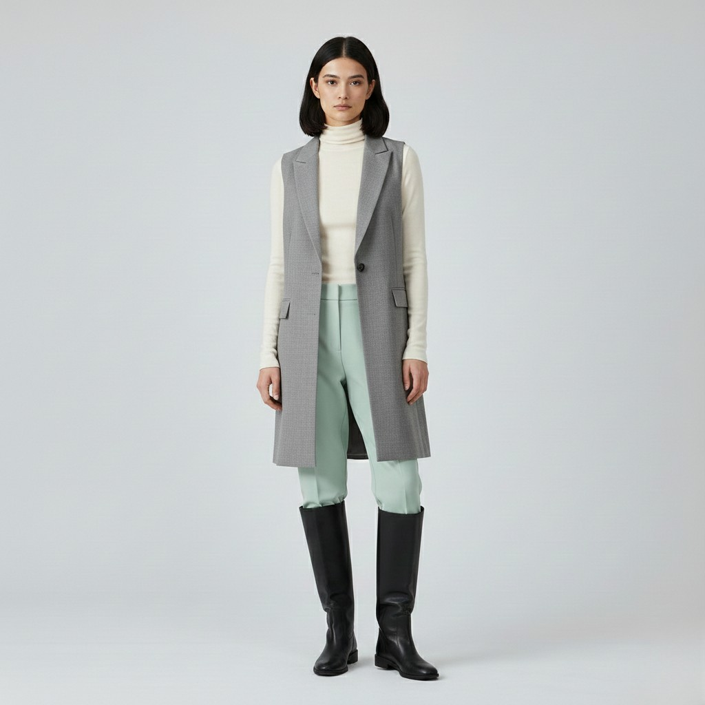 Longline Tailored Sleeveless Blazer Vest