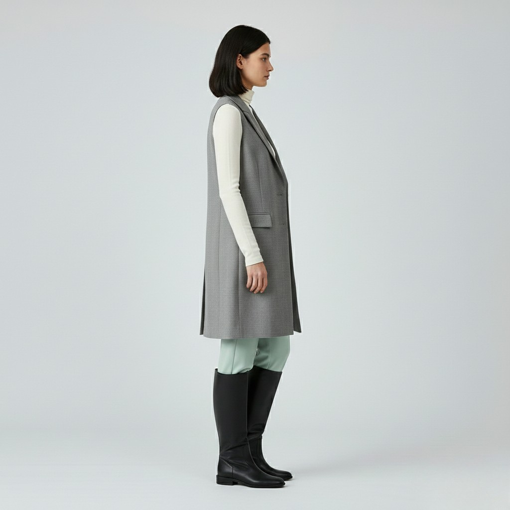 Longline Tailored Sleeveless Blazer Vest