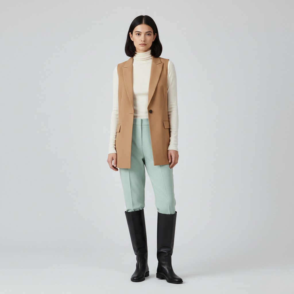Longline Tailored Sleeveless Blazer Vest