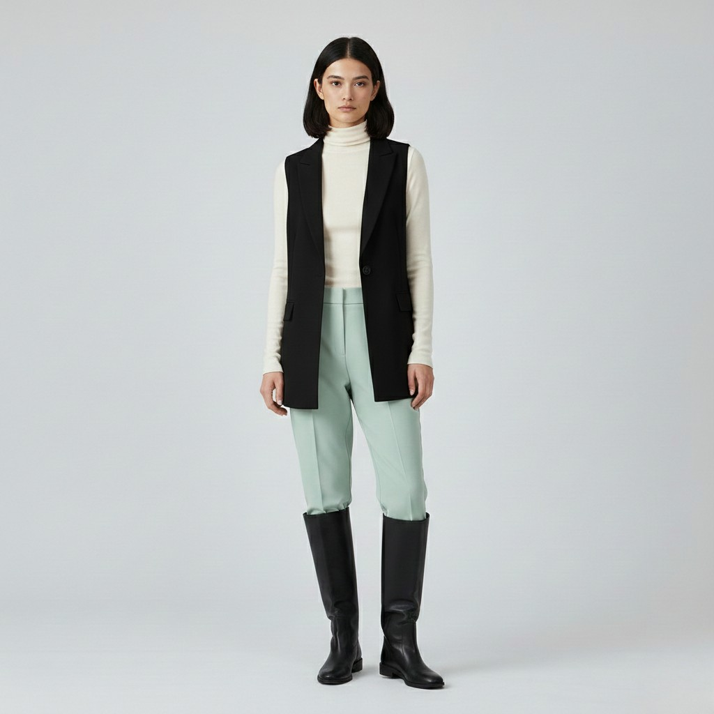 Longline Tailored Sleeveless Blazer Vest