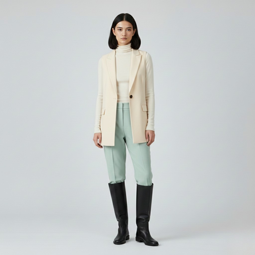 Longline Tailored Sleeveless Blazer Vest