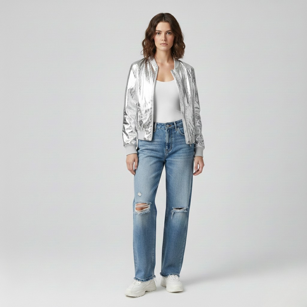 Metallic Bomber Jacket