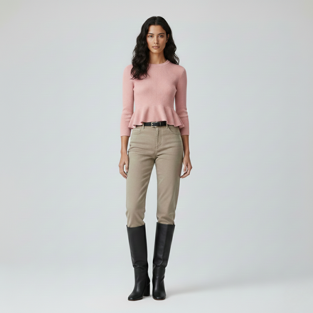 Ribbed Peplum Knit Sweater