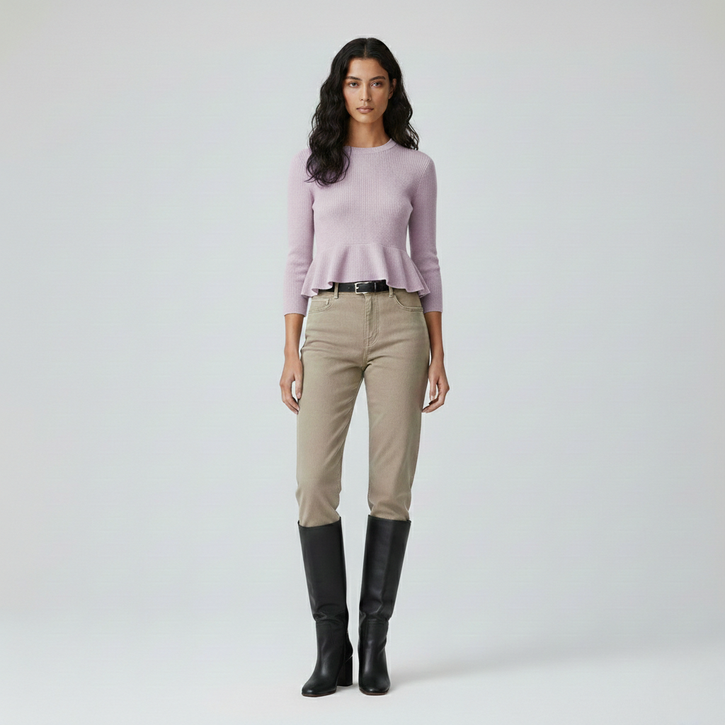 Ribbed Peplum Knit Sweater