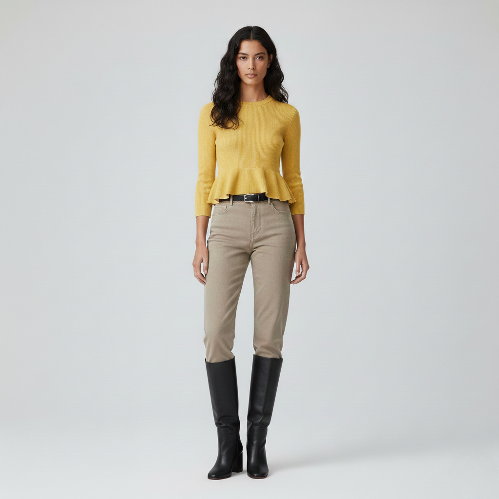 Ribbed Peplum Knit Sweater