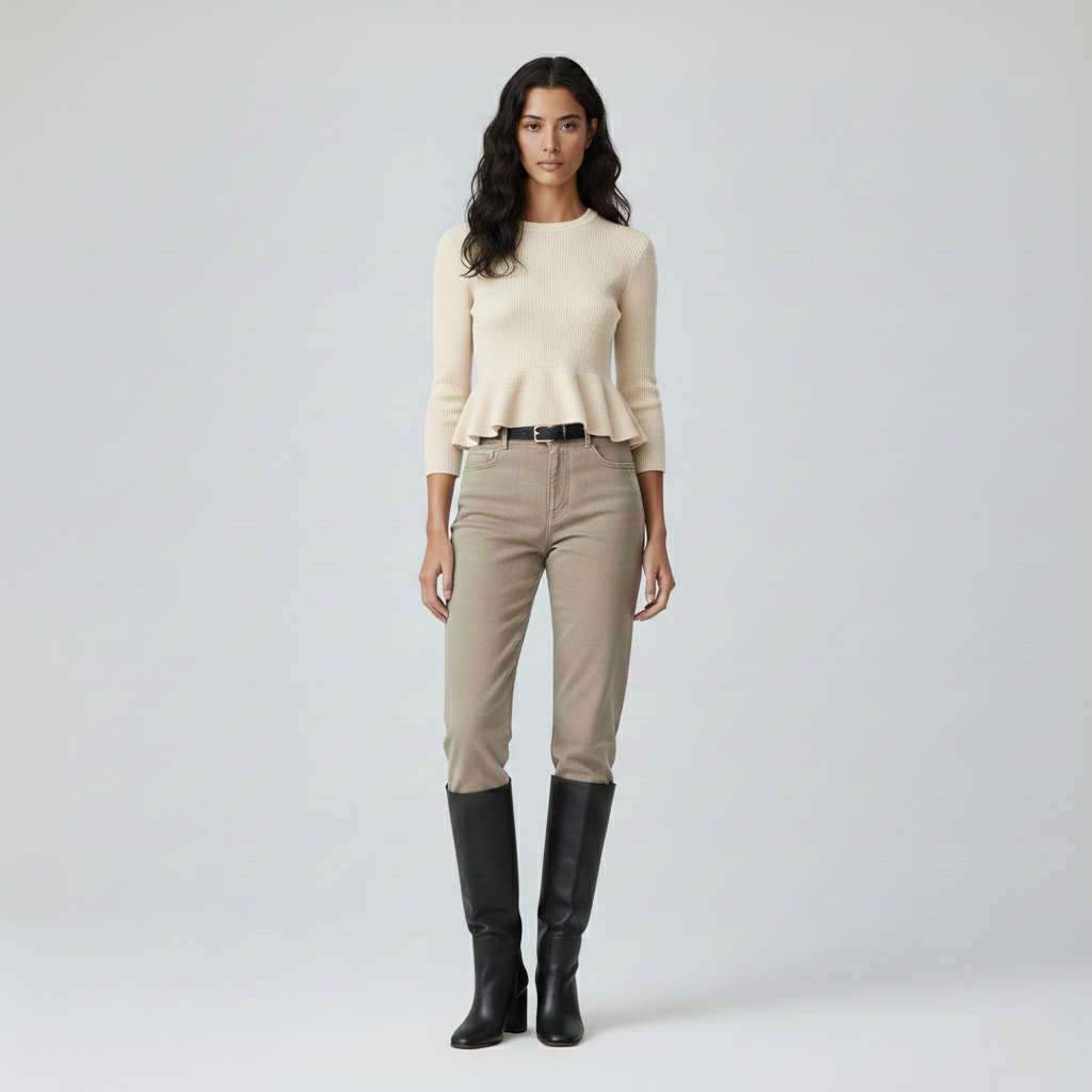 Ribbed Peplum Knit Sweater